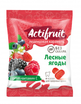 Актифрут леденцовая карамель 60г б/сах с цинком и вит.С Лесные ягоды Гуслица ООО
